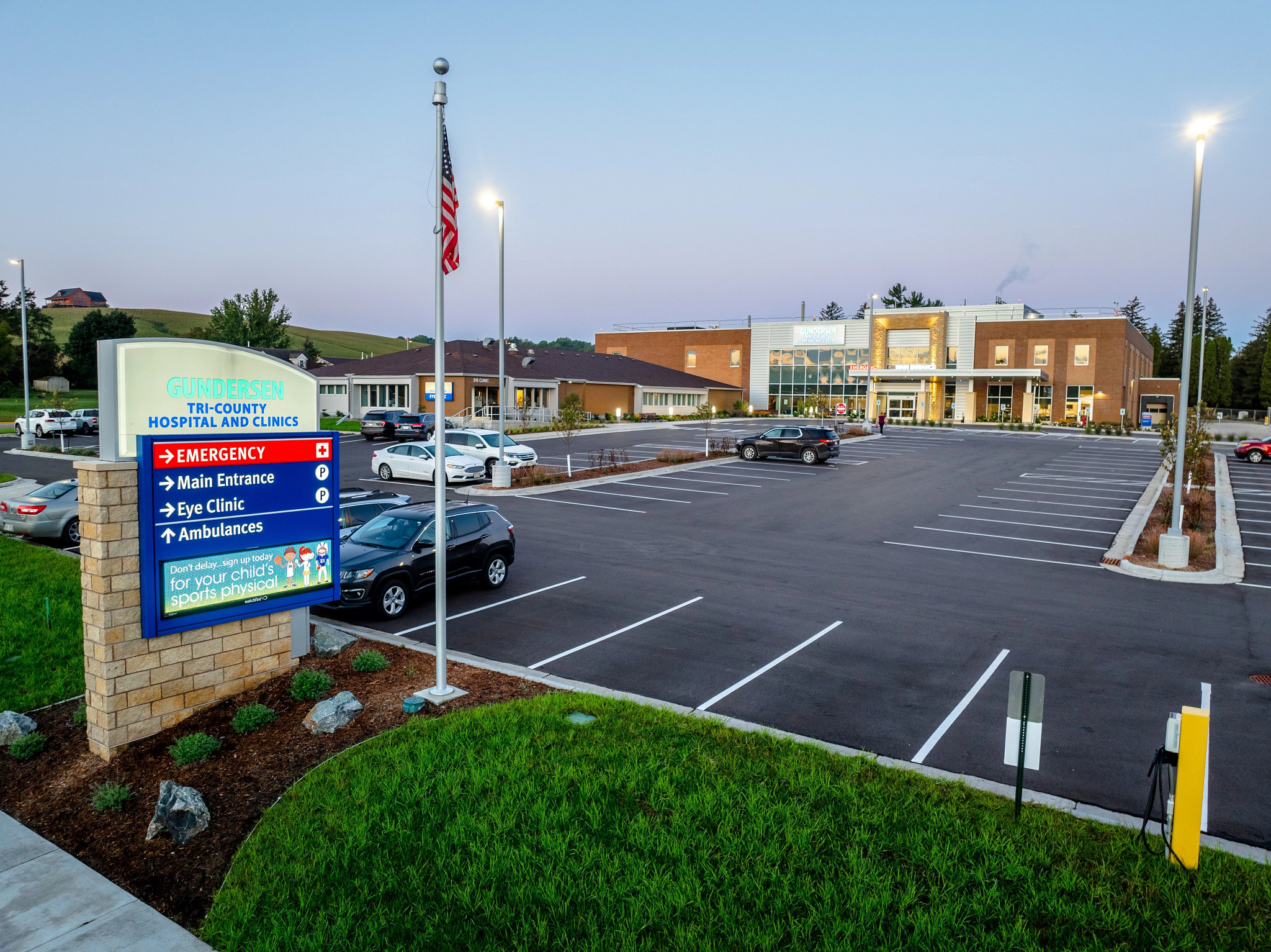 Exterior shot of the Gundersen Tri-County Hospital and Clinics in Whitehall, Wis.