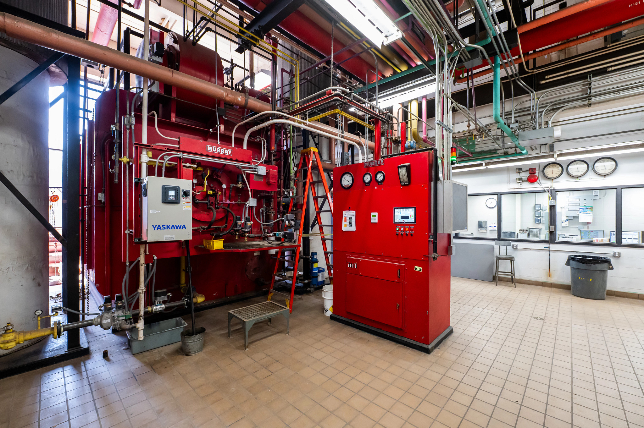 Large control center for hospital boiler system.