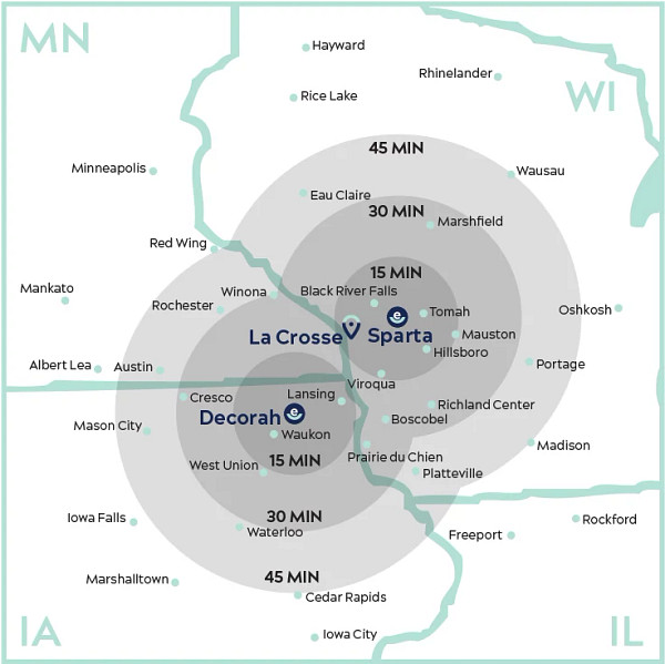 Emplify Health air medical transport service area map image