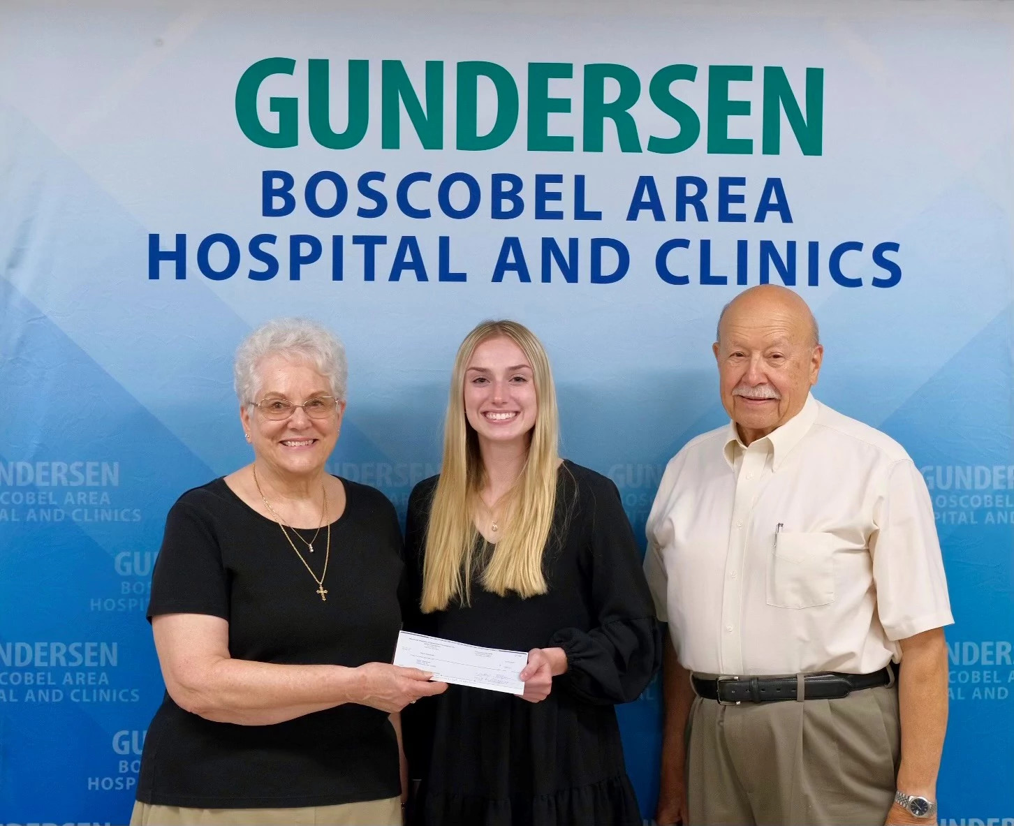 Check presentation to scholarship recipient at Gundersen Boscobel.