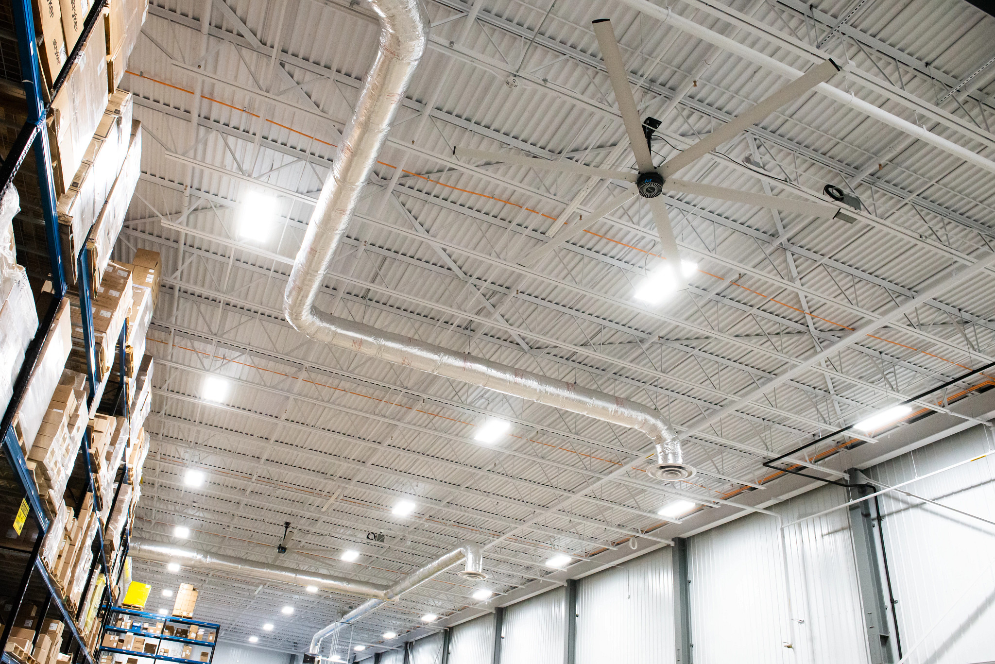 HVAC and energy conservation technology in a warehouse.