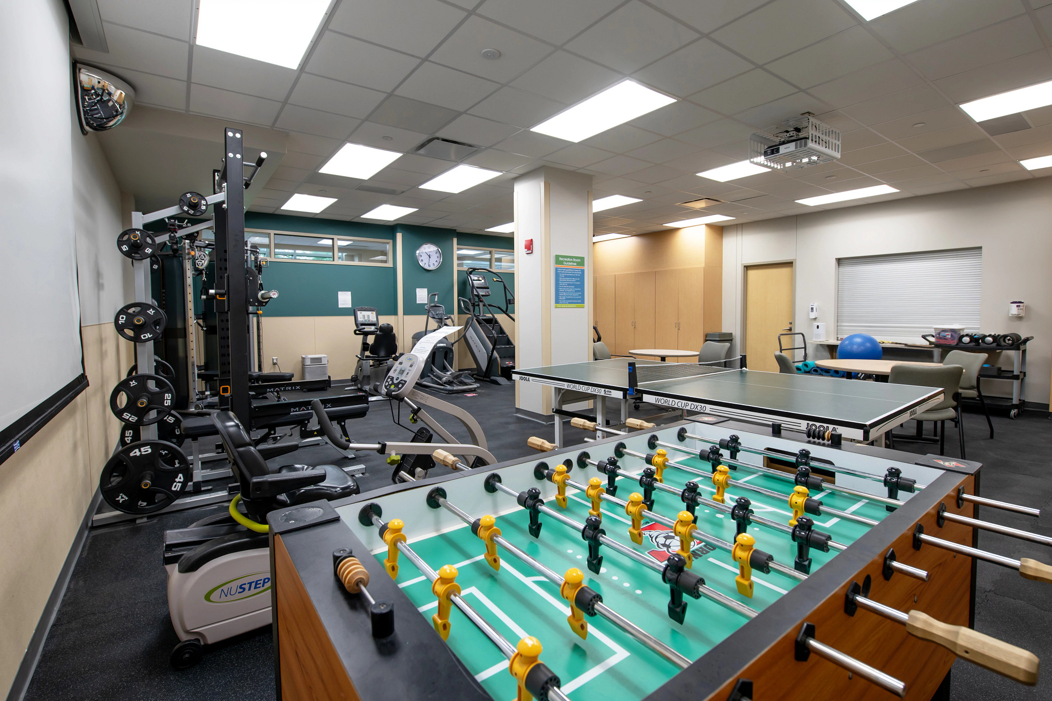 Inpatient Behavioral Health recreation room.