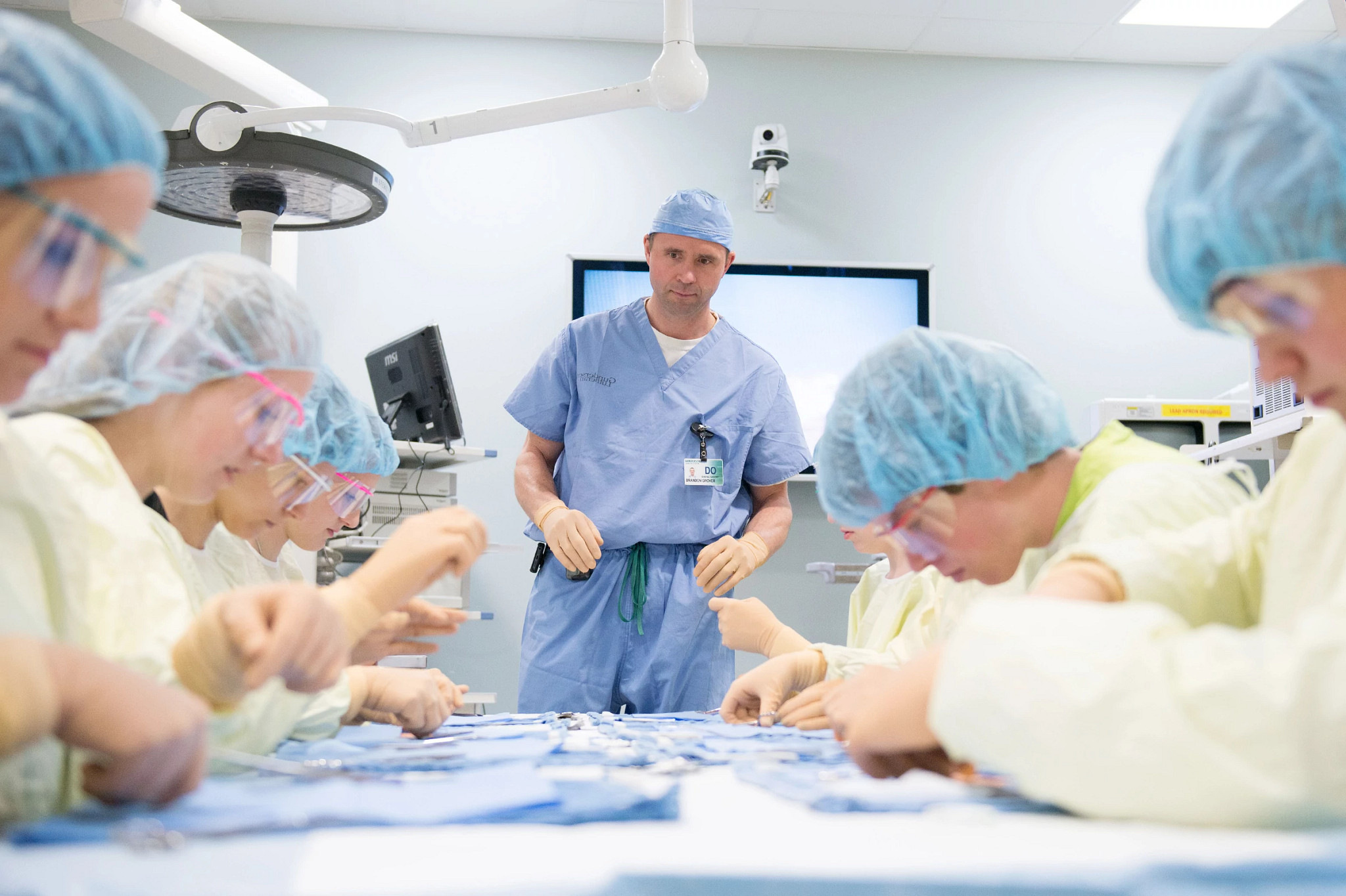 Bariatric surgery residents in skills lab.